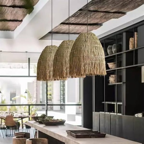Bamboo Woven Pendant Light - Adjustable E27 Ceiling Lamp for Rustic Home Decor(40cm) - Image 4