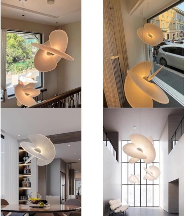 Wabi-Sabi LED Pendant Light Made of Artificial Silk, Modern Pendant Light in White for Living Room, Dining Room, Bedroom, Kitchen, Dimmable Island Home Decoration (60CM/80 cm)
