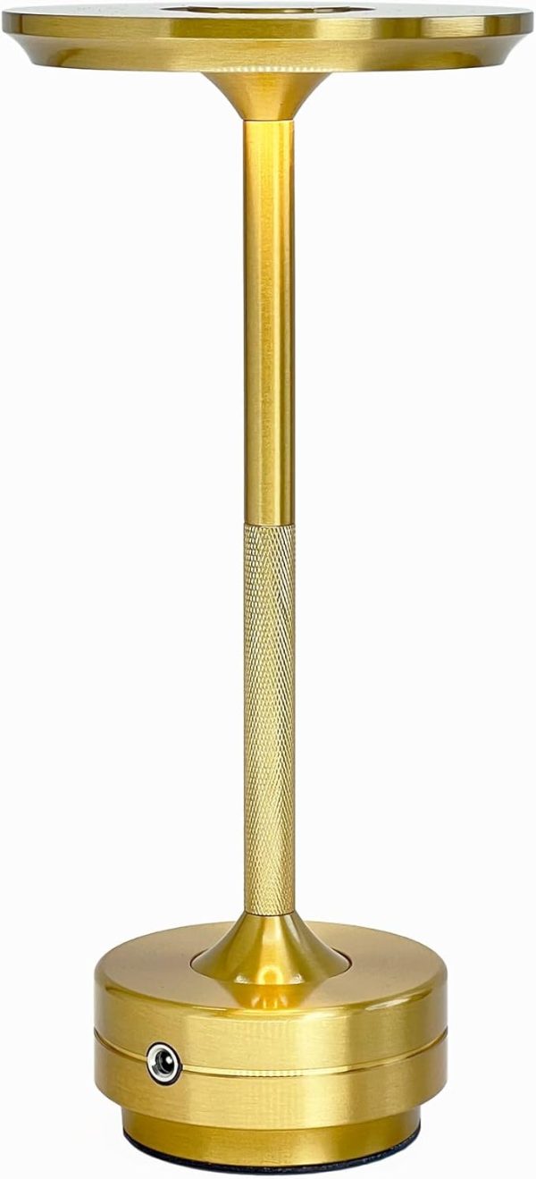 Aluminum Lamp Base Table Lamp Acrylic Lamp Shade Rechargeable Portable LED Restaurant Atmosphere Light,Golden - Image 3