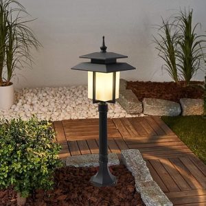 IP65 Waterproof Lawn Lights Villa Garden Outdoor Yard Lamps Outside Driveway Walkway Floor Mount Lighting Fixture Landscape Pathway External Night Security Lamp Black#1M