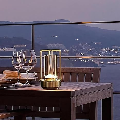 Table Lamp for Outdoor Indoor, Rechargeable LED Crystal Lantern Lamp, 3 Color Stepless Dimming Touch, Battery Powered Table Light for Bedroom Restaurant(Metal Touch LAMP) - Image 6