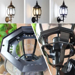 Wall Light Tradition Balcony Outdoor Wall Lantern Light Waterproof Glass Exterior Wall lamp#BLACK#BG