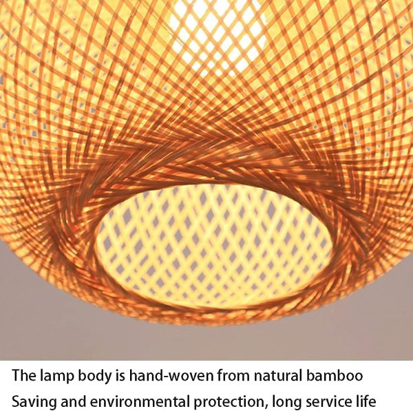 Bamboo Pendant Light Hand-Woven Ball Circular Ceiling Chandelier Retro Chinese Simple Globe Rattan Art Hanging Lamp E27 for The Restaurant Bar,... - Image 4