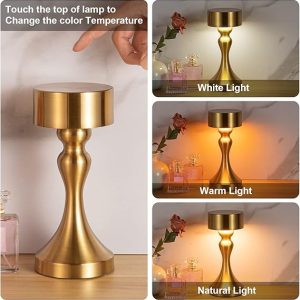 Table Lamp, Wireless, USB Rechargeable Table Lamp with 3 Colour Changes, IP54 Waterproof, Touch Dimmable Table Lamp for Bedroom, Living Room, Restaurant, Garden, Bar Decor, Gold,RED,BLACK,SILVER