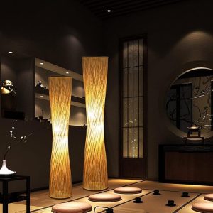 Modern Floor Lamp,Eye-Care Reading Floor Light, Retro Standing Lamp Living Room Bedroom Bamboo Vintage Restaurant Lighting Home Decor Stand Light/150CM/180CM