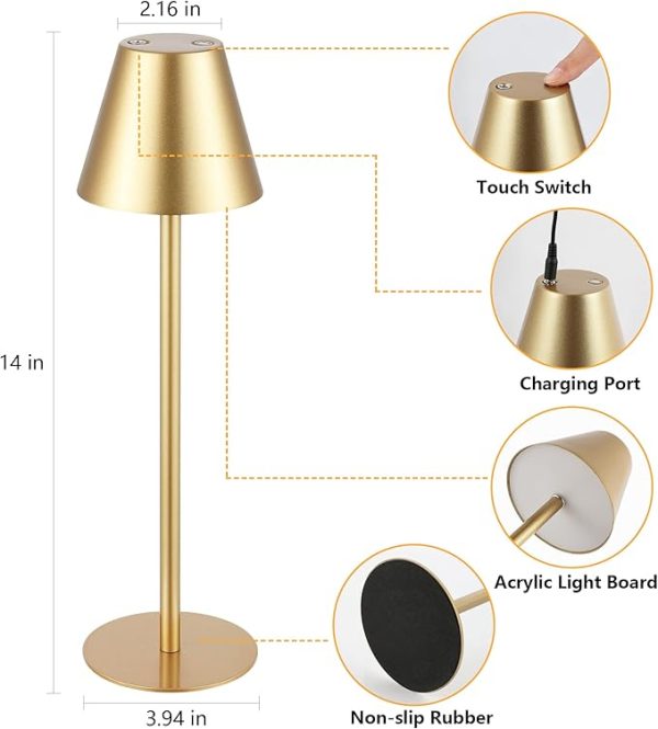 LED Table Lamp, Rechargeable Desk Lamp, Wireless Small Night Light - Image 4