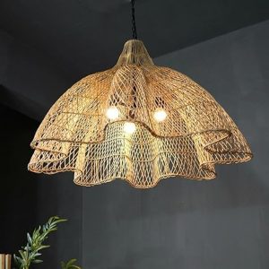 Eclipsa Handmade Cane Hanging Pendant, Unique Bamboo Pendant Light for Home Restaurants and Offices