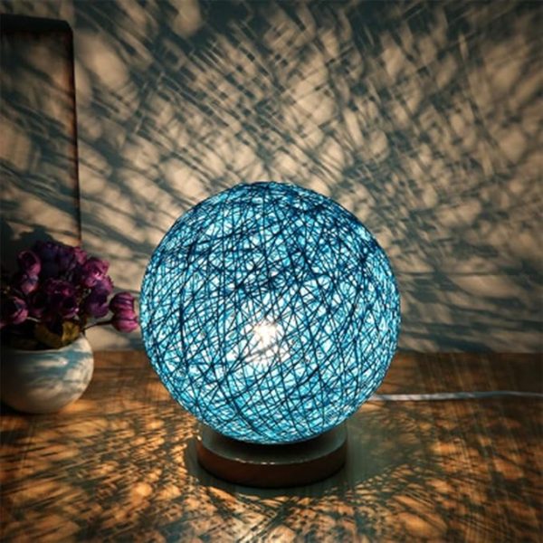NEST TABLE LAMP, Rattan Ball Lamp LED Table Bedside Light USB Powered Creative Birthday Gift Bedroom Home Bookroom Decor (Purple, Dia-15cm Dimmable) - Image 3