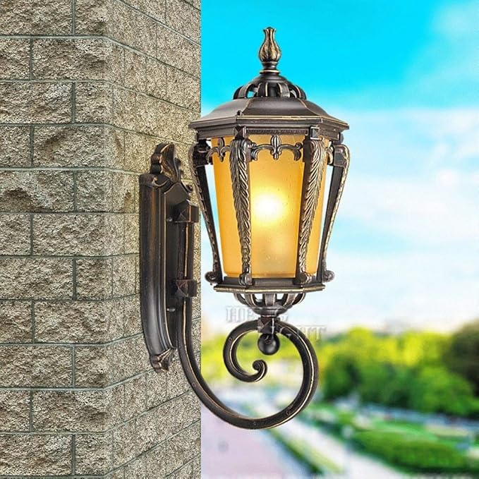 Wall Lights Sconces  Wall Mounted Light Patio Balcony Outdoor Wall Lamp Antique Victoria Glass Lantern Waterproof Wall Light E27 Decoration Illumination Light Fixture for Gate Villa Garden Corridor - Image 2