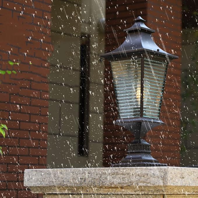 Post Lights Outdoor,Outdoor Column Lamp European-Style Waterproof Pillar Light Villa Garden Gate Wall Column Lamp Outdoor Gate Column Garden Light LED Night Security Lighting Fixtures - Image 2
