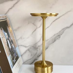 Aluminum Lamp Base Table Lamp Acrylic Lamp Shade Rechargeable Portable LED Restaurant Atmosphere Light,Golden