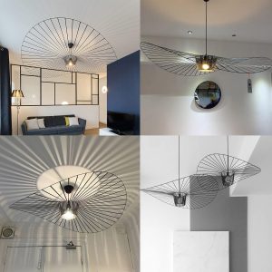 Retro Pendant Light for Living Room, Fiberglass + Polyurethane Hat Modern Design, Living Room, Kitchen, Bathroom Decorative Lighting, E27. 60/80/100CM