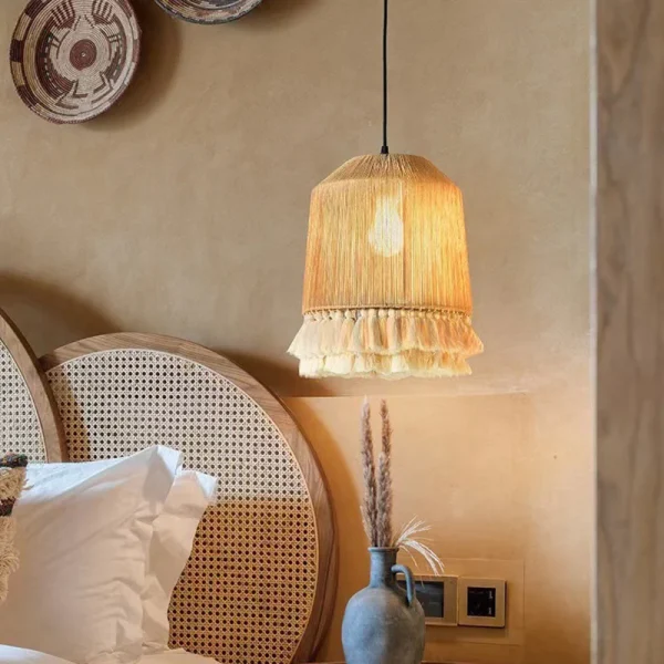 Rope Braided Tassel Column 1-Light Pendant Light For Living Room#35CM - Image 7