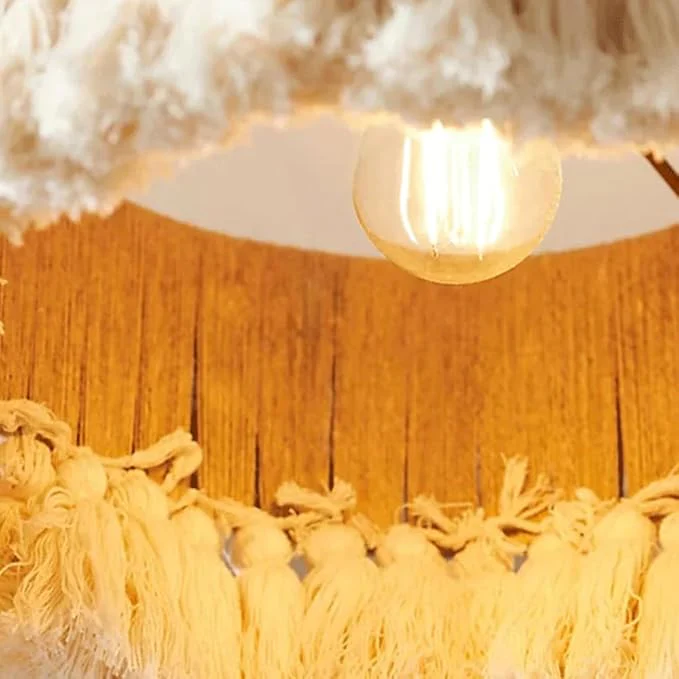 Rope Braided Tassel Column 1-Light Pendant Light For Living Room#35CM - Image 4