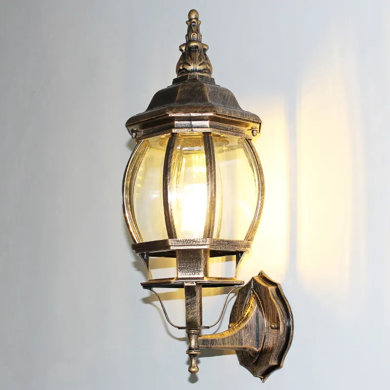 Wall Light Tradition Balcony Outdoor Wall Lantern Light Waterproof Glass Exterior Wall lamp#BLACK#BG - Image 2