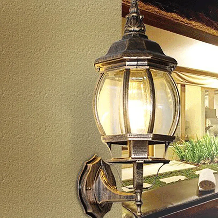 Wall Light Tradition Balcony Outdoor Wall Lantern Light Waterproof Glass Exterior Wall lamp#BLACK#BG - Image 3