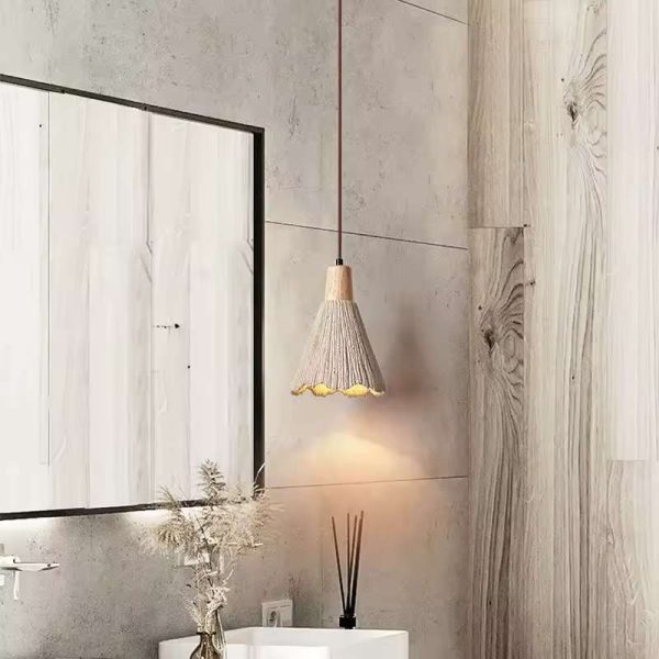 Concrete Pleated Pendant Lamp Japanese Designer retro concrete light restaurant bar counter living room bed side hanging light - Image 6
