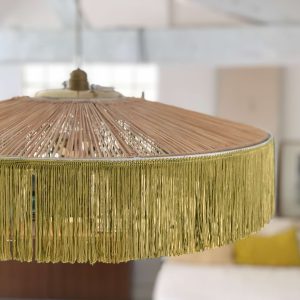 GOLD LINED LAMP SHADE WITH ROPE#80CM