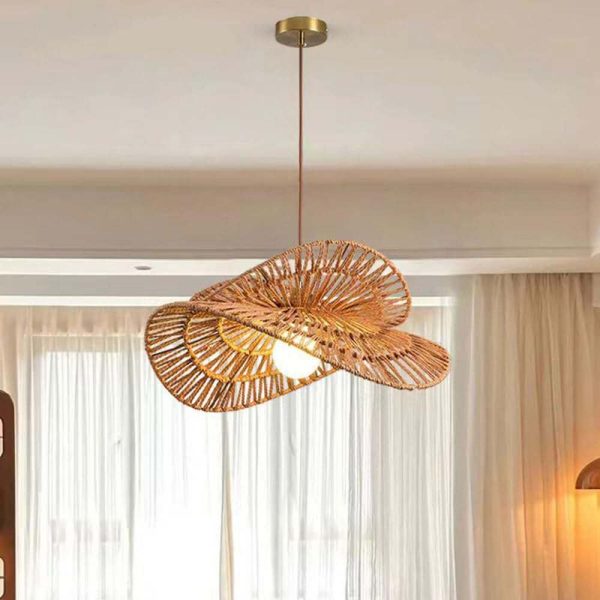 Rattan Hemp Rope Handmade Chandelier for Living Dining Room Tea Bedroom Study Pendant Light Indoor Home Decor LED Lamp - Image 2