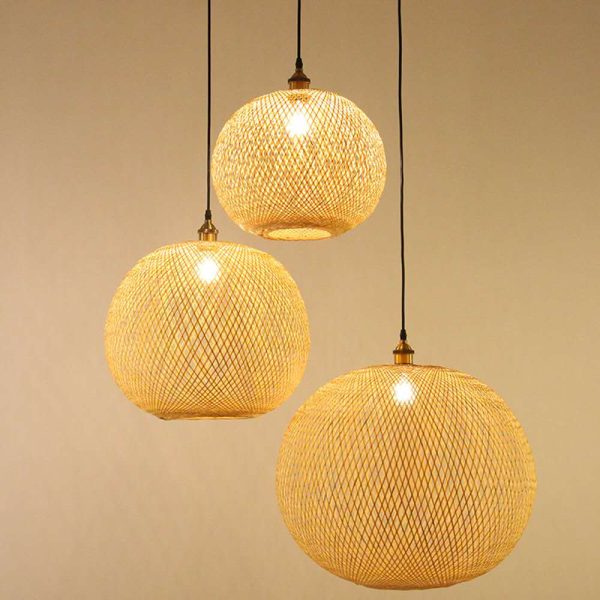 Bamboo Pendant Light Hand-Woven Ball Circular Ceiling Chandelier Retro Chinese Simple Globe Rattan Art Hanging Lamp E27 for The Restaurant Bar,... - Image 2