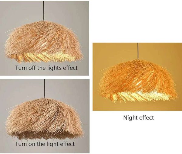 Rattan Pendant Light, Retro Restaurant Decorative Chandelier, Wabi-sabi Style Wicker Lampshade, Rustic Island Dining Ceiling Lamp, Tea Room Study Ceiling Lighting Fixtures, for Dining Table