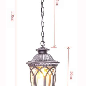 Hanging Lights,E27 Outdoor Chandelier Black European Style Pendant Lighting with Glass Shades,Porch Gazebo Barn Light Fixture Perfect for Indoor Dining Room,Pathway Decor#D28CM*H50CM#110CM LONG