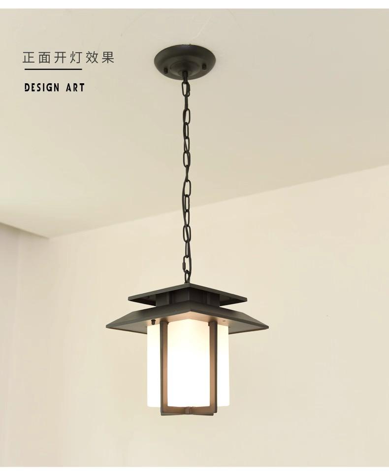 Japanese Style White E27 Glass Lantern Chandelier Outdoor Aisle Villa Park Waterproof Hanging Pendant Lamp Suspended Mounted Garden Corridor Gallery Pavilion Lightin