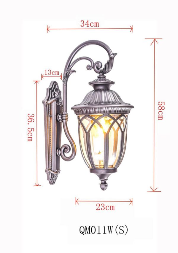 European Style Aluminum Waterproof Outdoor Wall Lamp Traditional Classical Villa Door Aisle Outer Wall Glass Wall Light Retro Garden Lighting Fixtures Sconce Durable (Color : Black,BG) Fashionable - Image 3