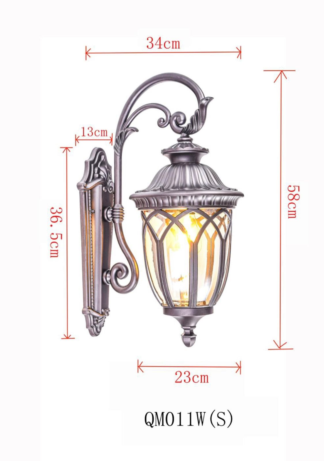 European Style Aluminum Waterproof Outdoor Wall Lamp Traditional Classical Villa Door Aisle Outer Wall Glass Wall Light Retro Garden Lighting Fixtures Sconce Durable (Color : Black,BG) Fashionable - Image 3