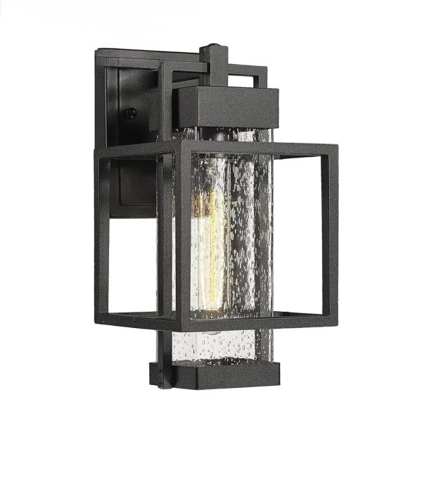 Dusk to Dawn Outdoor Wall Sconce White Exterior Wall Sconce Rust-Resistant Porch Light with Seeded Glass Modern Wall Sconce for Garage Front Door#WH#BLACK - Image 4