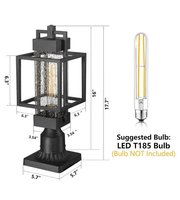 Dusk to Dawn Outdoor Post Light Fixtures,Outdoor Post Lantern with 3-Inch Pier Mount Base,Waterproof Die Cast Aluminum,Lamp Posts Outdoor Lighting for Garage Yard Garden Driveway Home Lawn Walkway - Image 3