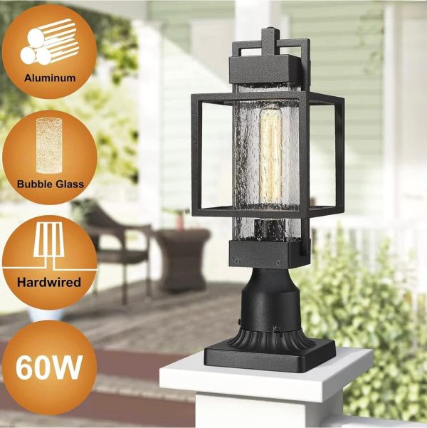 Dusk to Dawn Outdoor Post Light Fixtures,Outdoor Post Lantern with 3-Inch Pier Mount Base,Waterproof Die Cast Aluminum,Lamp Posts Outdoor Lighting for Garage Yard Garden Driveway Home Lawn Walkway - Image 4
