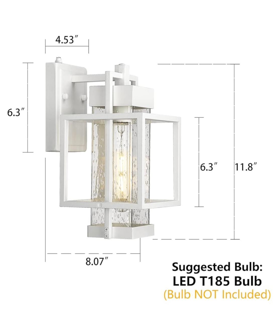 Dusk to Dawn Outdoor Wall Sconce White Exterior Wall Sconce Rust-Resistant Porch Light with Seeded Glass Modern Wall Sconce for Garage Front Door#WH#BLACK - Image 3