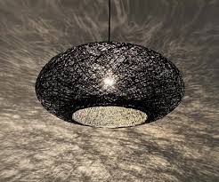 Black Paper Rope Pendant Light - Double Lampshade#60CM