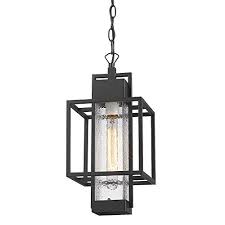Outdoor Pendant Light, 16" 1-Light Large Hanging Porch Light Fixtures, Modern Black Outside Chandelier Lantern Lighting with Bubble Glass for Porch Gazebo Entryway#BLACK#WHITE - Image 2