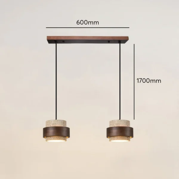 Led Pendant Lamp Bedroom Beside Chandelier Small Stone Light Wood Walnut Color Hanging Lighting Fixture Retro Bar Restaurant - Image 3