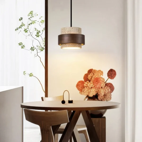 Led Pendant Lamp Bedroom Beside Chandelier Small Stone Light Wood Walnut Color Hanging Lighting Fixture Retro Bar Restaurant - Image 7