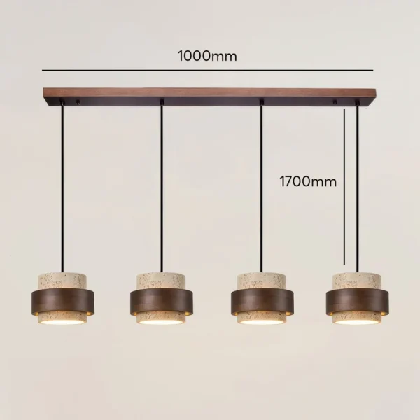 Led Pendant Lamp Bedroom Beside Chandelier Small Stone Light Wood Walnut Color Hanging Lighting Fixture Retro Bar Restaurant - Image 2