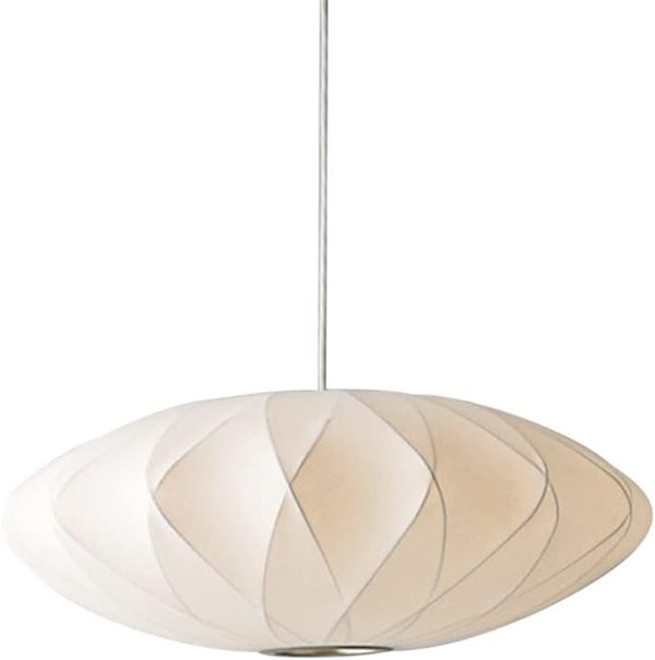 50cm/60CM Silkworm Cocoon Pendant Light Dining Room Showroom Hollow Hanging Lamp Luminaire Single Head Lantern Flat Shape Italian White Cafe House Chandelier - Image 5