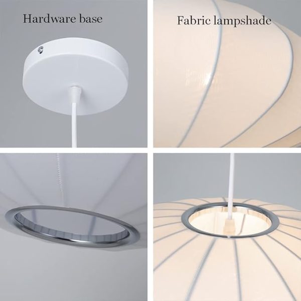 50cm/60CM Silkworm Cocoon Pendant Light Dining Room Showroom Hollow Hanging Lamp Luminaire Single Head Lantern Flat Shape Italian White Cafe House Chandelier - Image 3