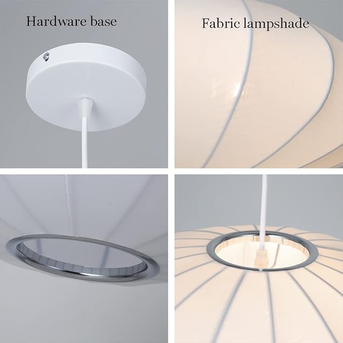 50cm/60CM Silkworm Cocoon Pendant Light Dining Room Showroom Hollow Hanging Lamp Luminaire Single Head Lantern Flat Shape Italian White Cafe House Chandelier - Image 3