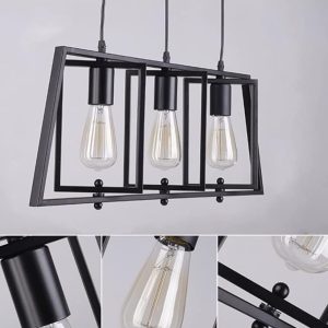 Modern Industrial 3 & 5-Light Pendant Lighting for Kitchen Island,Matte Black Metal Hanging Pendant Light Open Linear Hanging Light Adjustable Height for Dinning Room Foyer