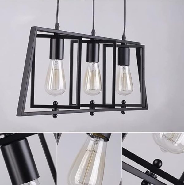 Modern Industrial 3 & 5-Light Pendant Lighting for Kitchen Island,Matte Black Metal Hanging Pendant Light Open Linear Hanging Light Adjustable Height for Dinning Room Foyer