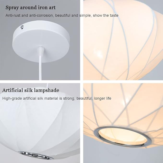 50cm/60CM Silkworm Cocoon Pendant Light Dining Room Showroom Hollow Hanging Lamp Luminaire Single Head Lantern Flat Shape Italian White Cafe House Chandelier - Image 4