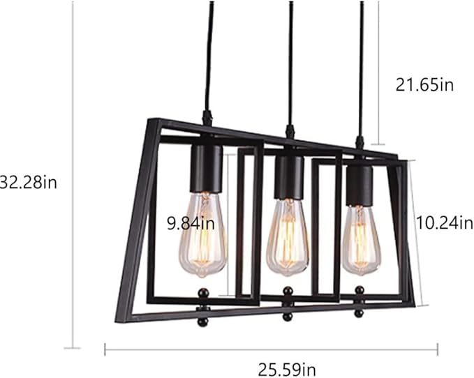 Modern Industrial 3 & 5-Light Pendant Lighting for Kitchen Island,Matte Black Metal Hanging Pendant Light Open Linear Hanging Light Adjustable Height for Dinning Room Foyer - Image 6