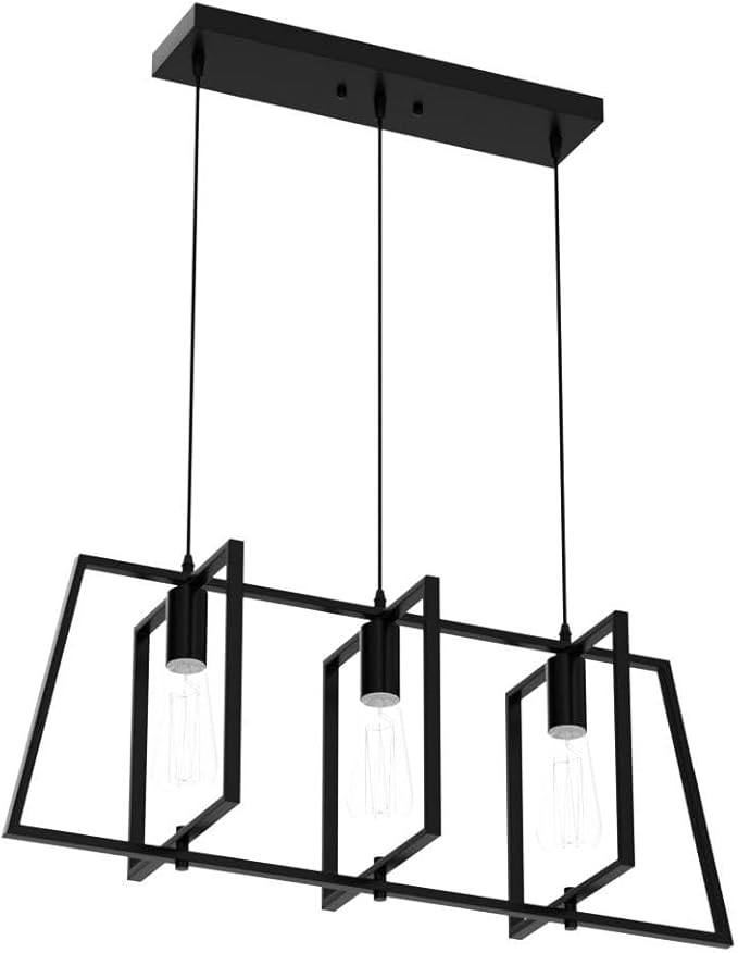 Modern Industrial 3 & 5-Light Pendant Lighting for Kitchen Island,Matte Black Metal Hanging Pendant Light Open Linear Hanging Light Adjustable Height for Dinning Room Foyer - Image 5