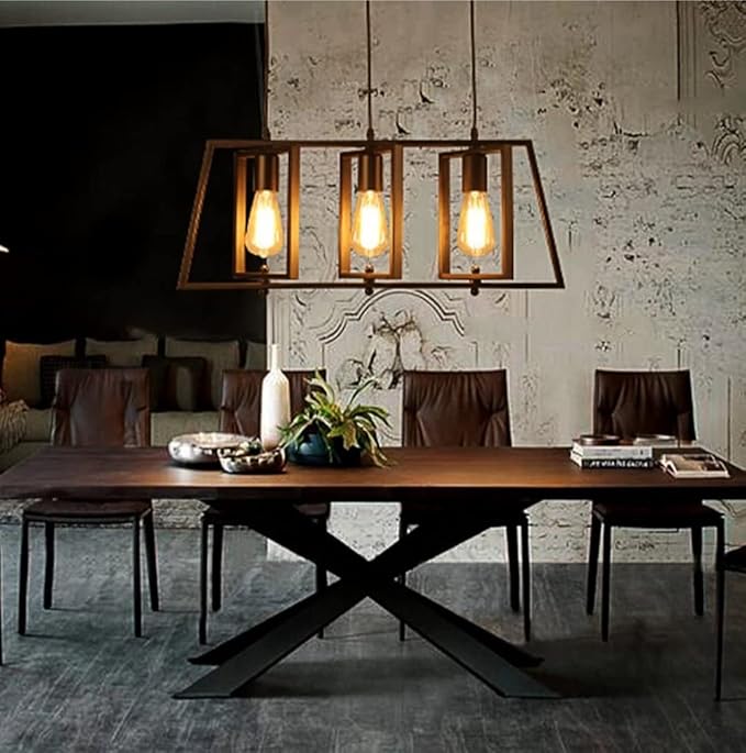 Modern Industrial 3 & 5-Light Pendant Lighting for Kitchen Island,Matte Black Metal Hanging Pendant Light Open Linear Hanging Light Adjustable Height for Dinning Room Foyer - Image 2