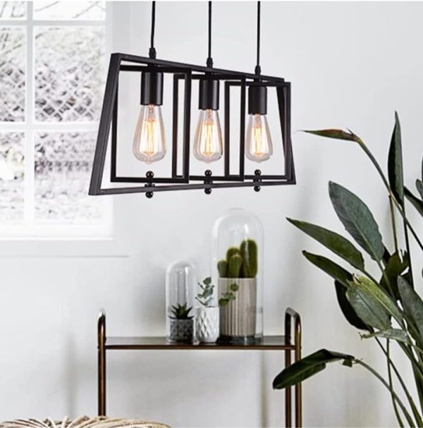 Modern Industrial 3 & 5-Light Pendant Lighting for Kitchen Island,Matte Black Metal Hanging Pendant Light Open Linear Hanging Light Adjustable Height for Dinning Room Foyer - Image 4