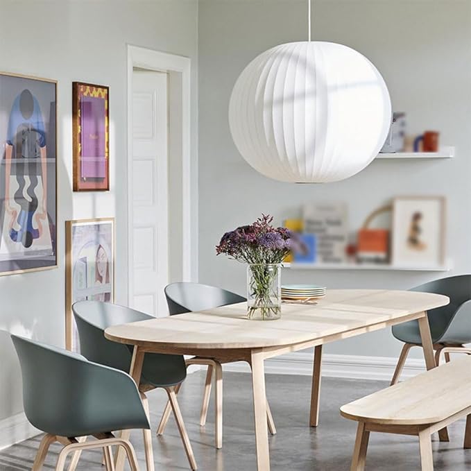 50cm/60CM Silkworm Cocoon Pendant Light Dining Room Showroom Hollow Hanging Lamp Luminaire Single Head Lantern Flat Shape Italian White Cafe House Chandelier - Image 9