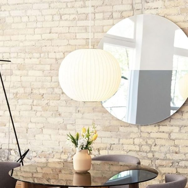 50cm/60CM Silkworm Cocoon Pendant Light Dining Room Showroom Hollow Hanging Lamp Luminaire Single Head Lantern Flat Shape Italian White Cafe House Chandelier - Image 10